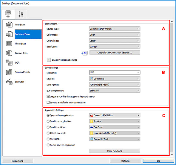 Canon Knowledge Base - IJ Scan Utility (Windows) - Settings (Document
